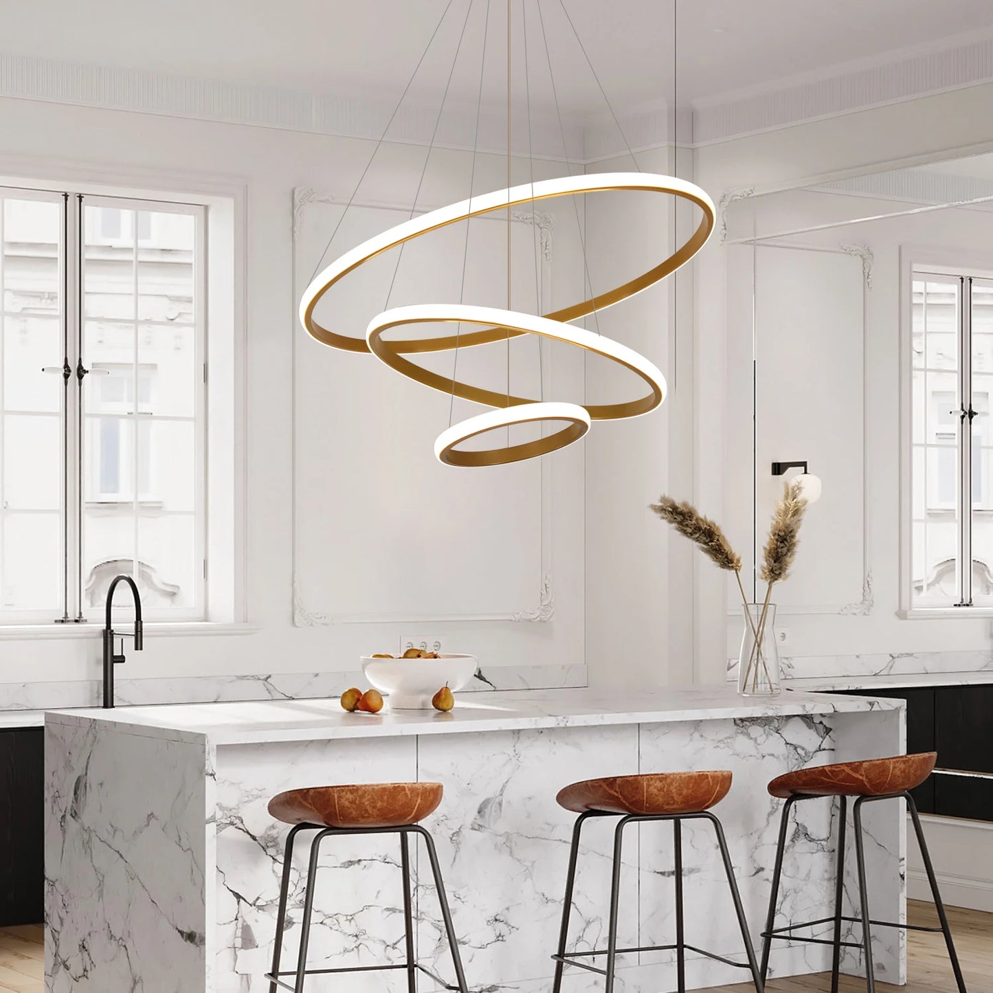 Modern LED Chandelier for High Ceilings