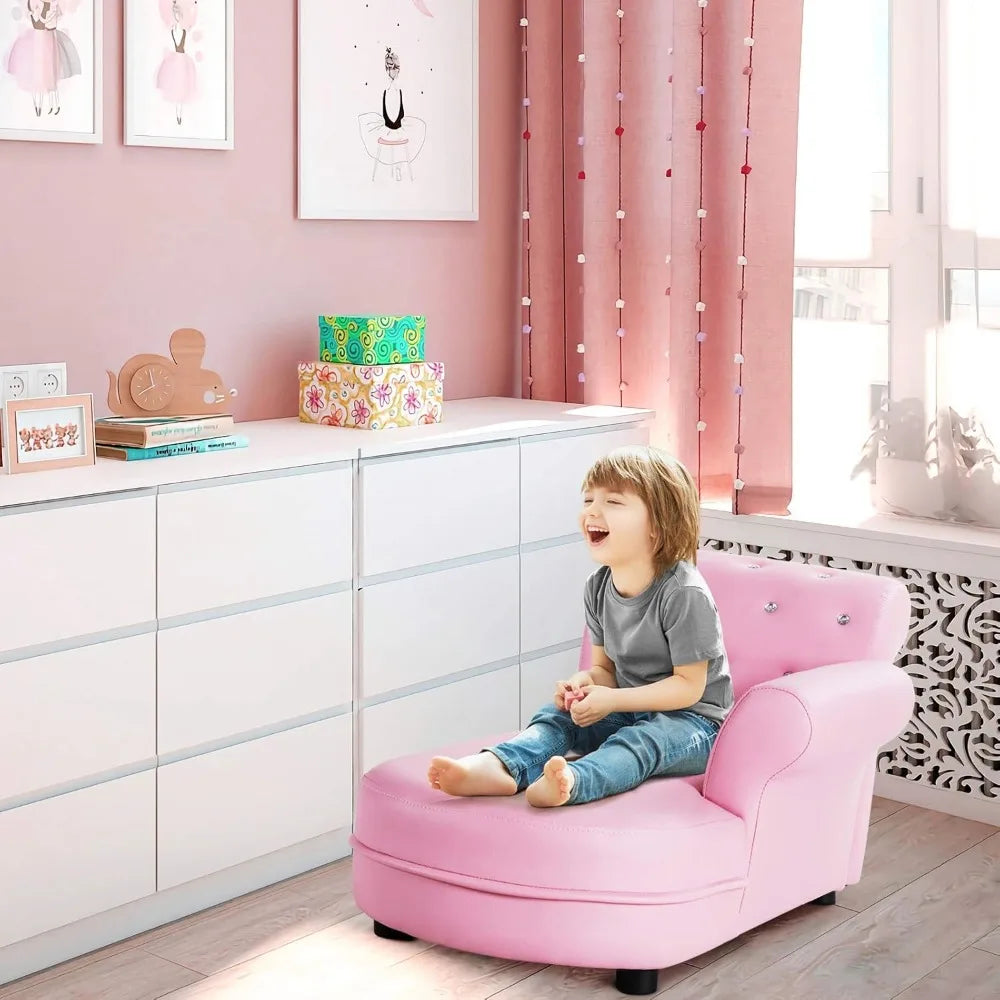 Pink Toddler Couch Princess Sofa with PVC Leather