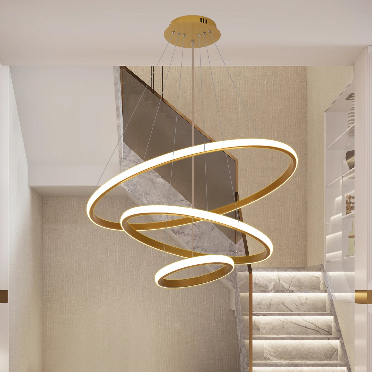 Modern LED Chandelier for High Ceilings