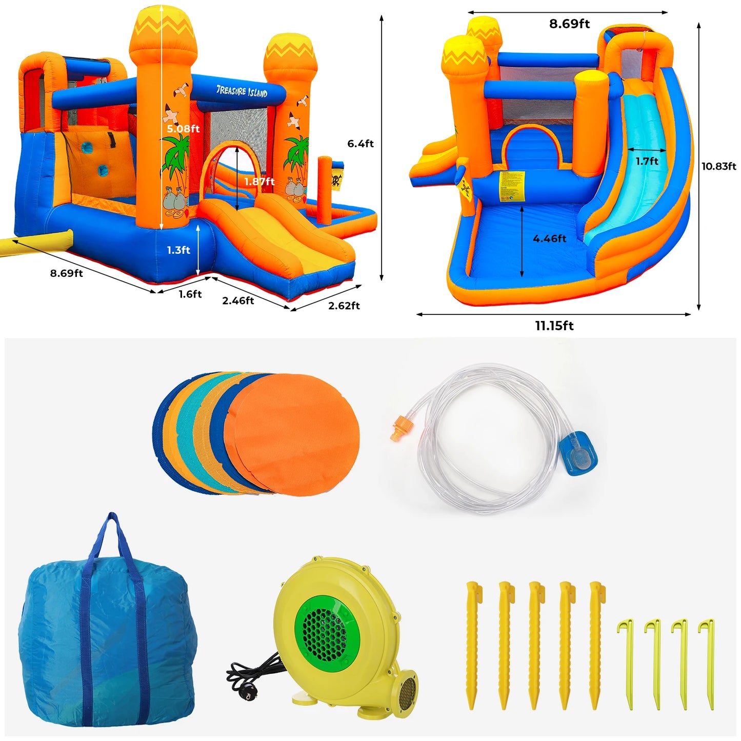 Kids Inflatable Bounce House w/450W Blower