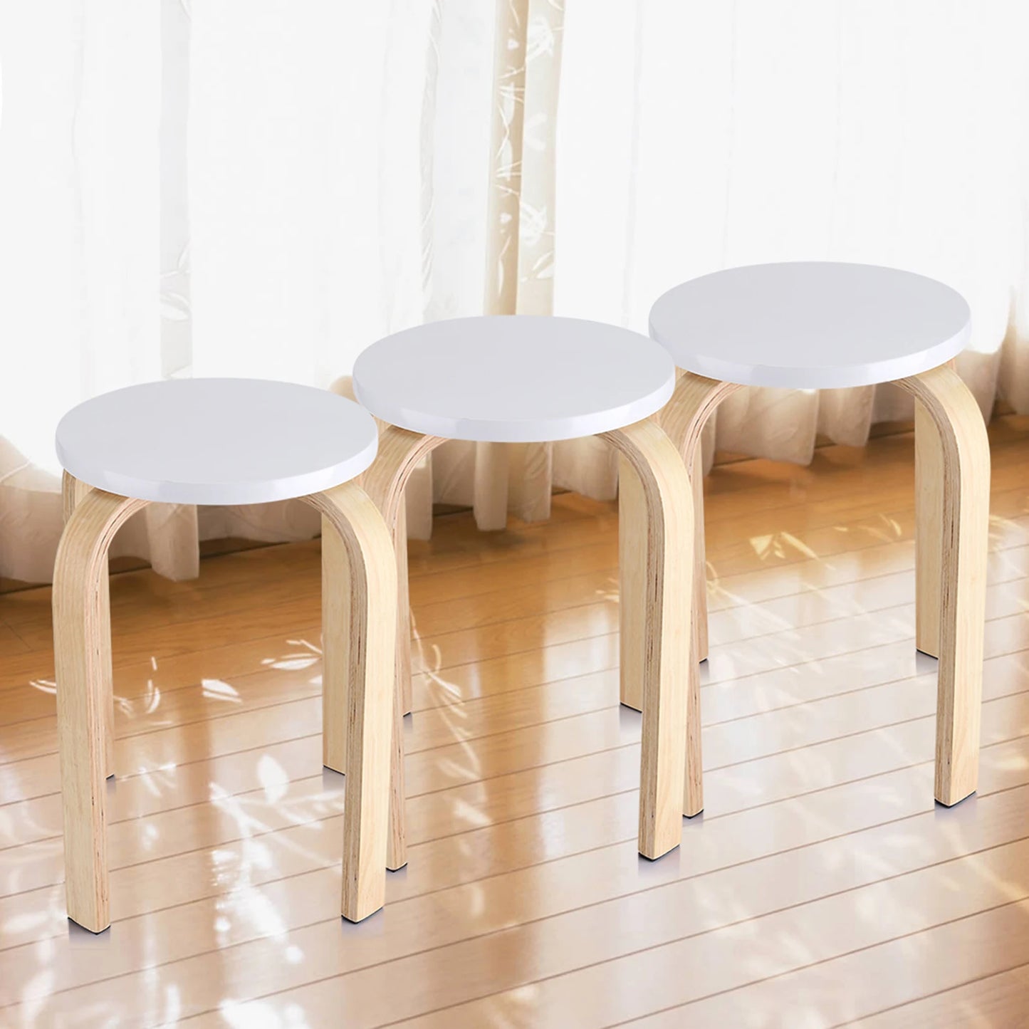 1Pc Anti-Slip Bent Wood Stacking Stool