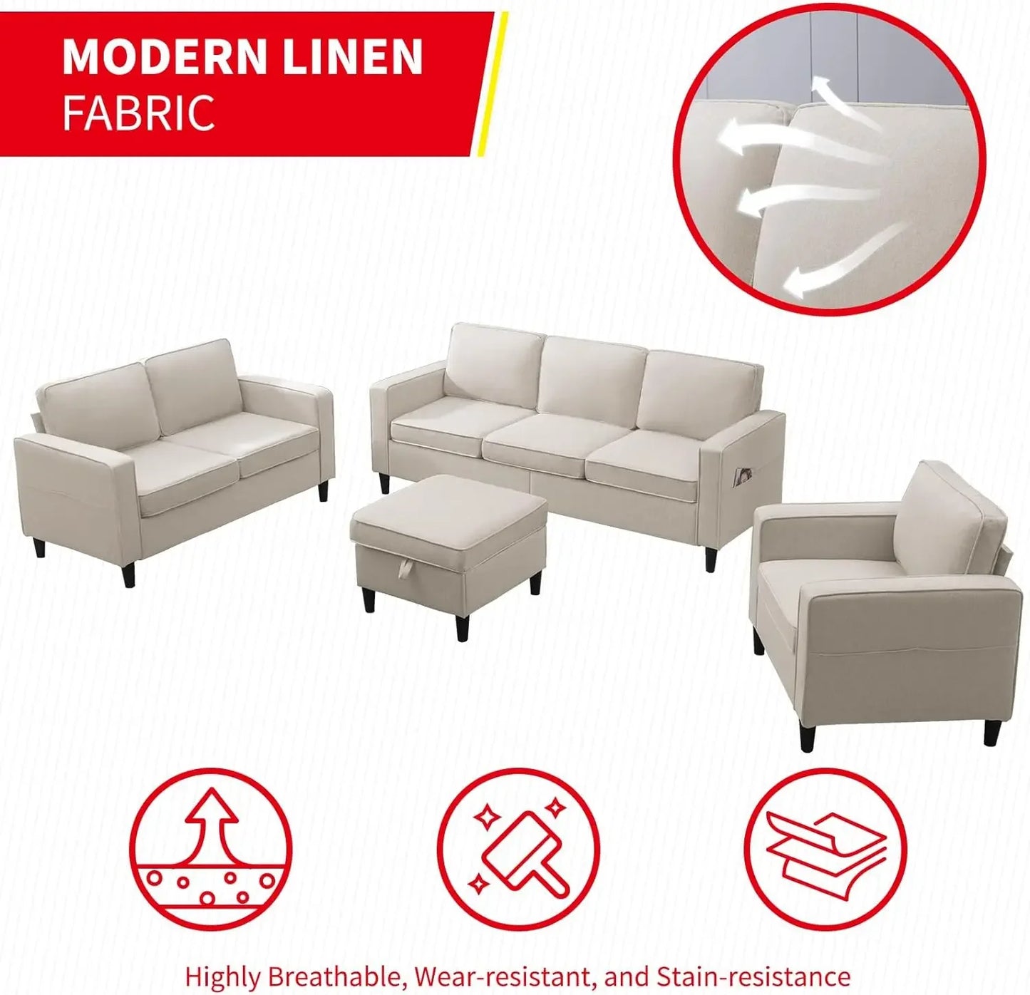 Convertible Sectional Sofa Couch with Storage Ottoman