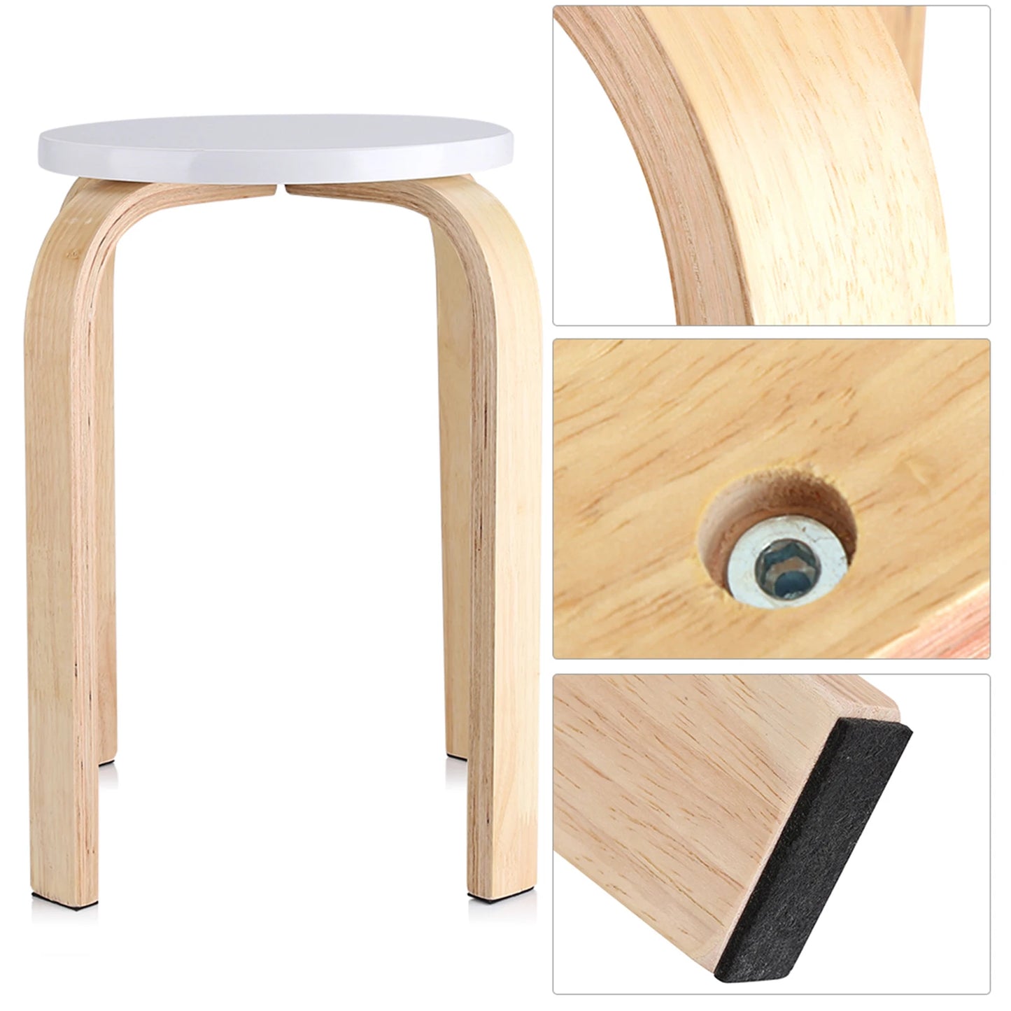 1Pc Anti-Slip Bent Wood Stacking Stool