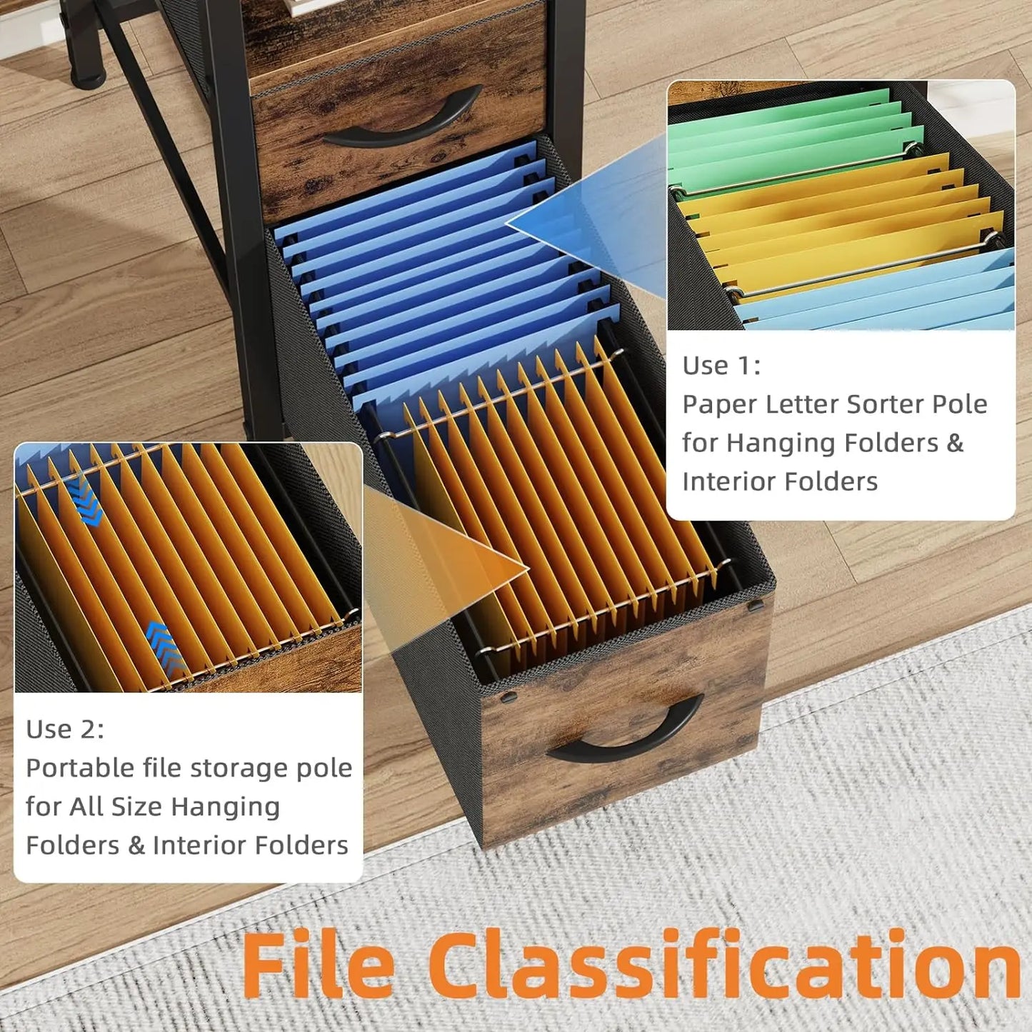 Office Desk with 4 Fabric File Drawers