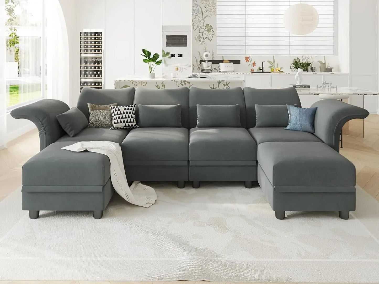 Sectional Couch Convertible Oversize Modular Sectional with Storage