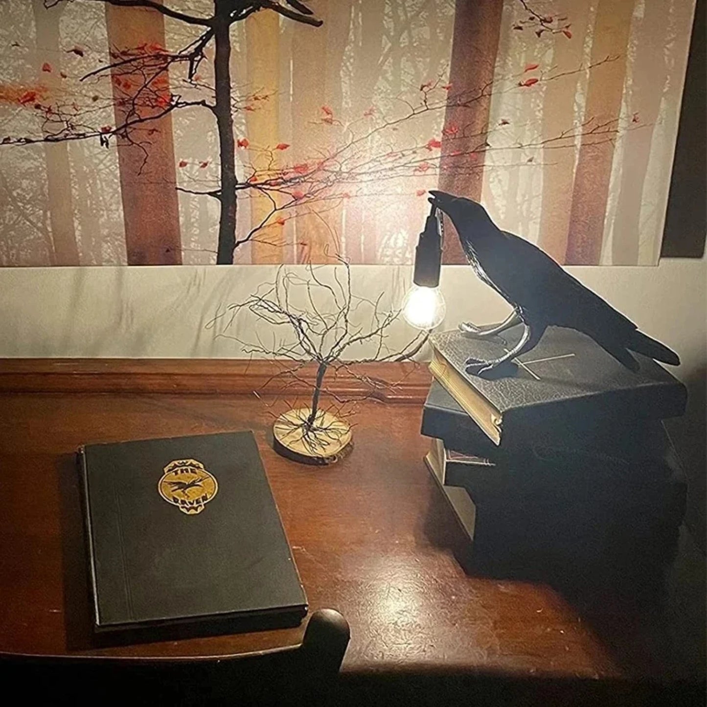 Lucky Bird Crow Resin Wall Lamp Night Light