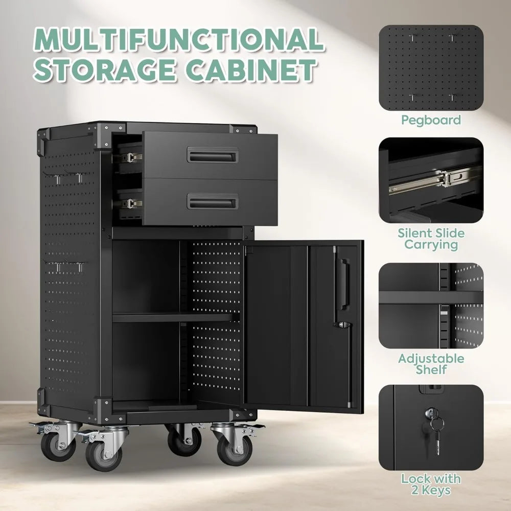 Garage Storage Cabinet, Heavy Duty Rolling Workbench Table