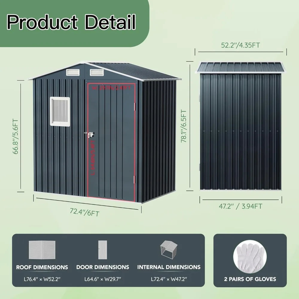 Compact Vertical Outdoor Steel Storage Shed with Lockable Doors
