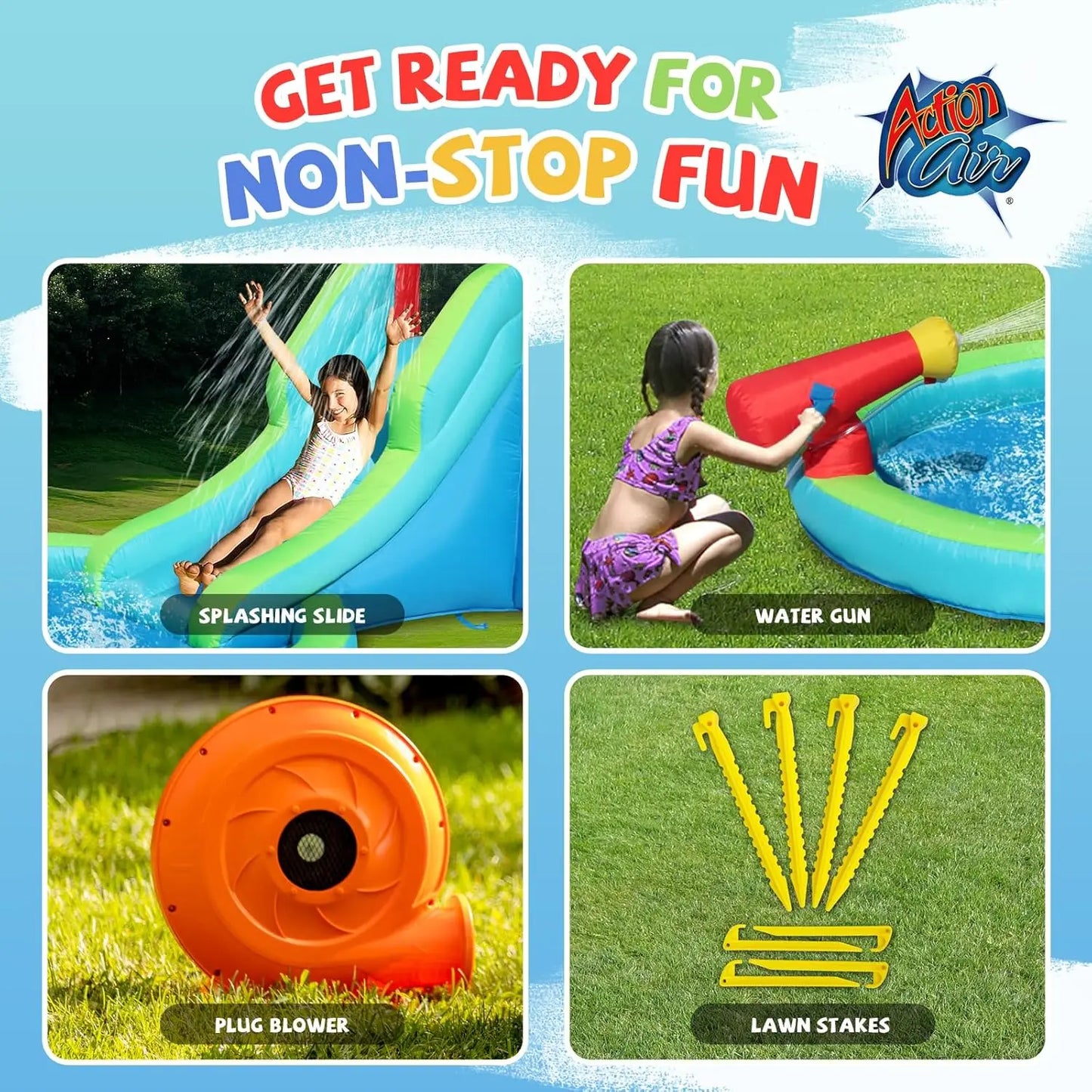 Inflatable Bounce House with Slide for Wet and Dry