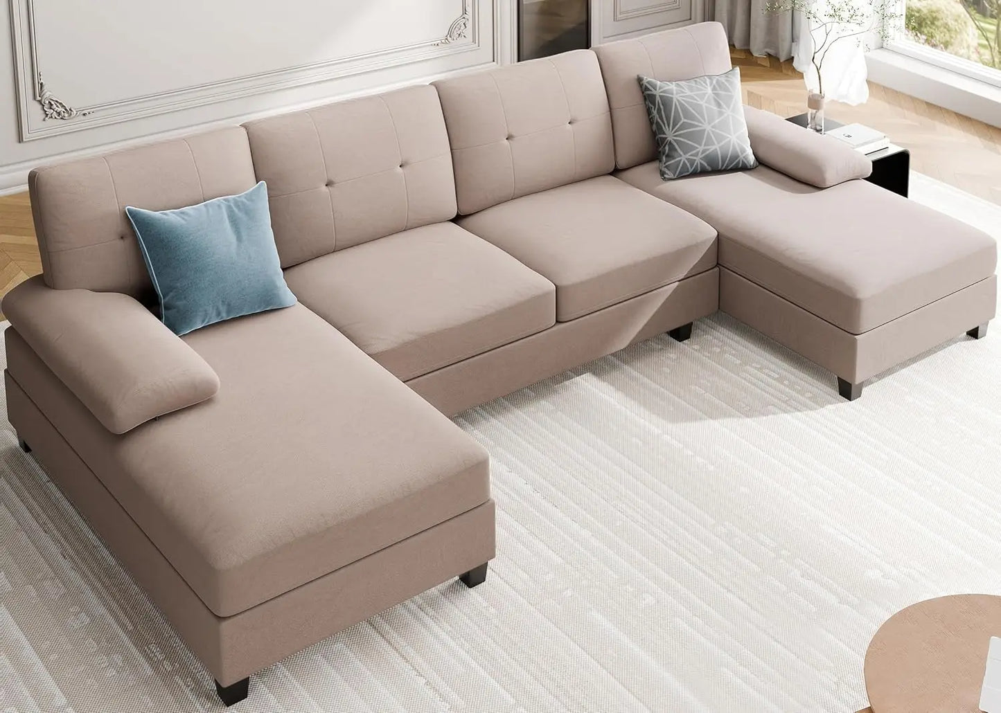 Sectional U Shaped Couch with Double Chaises