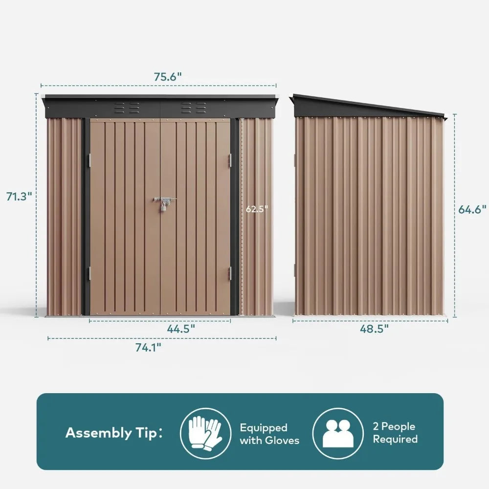 Outdoor Storage Shed with Double Lockable Doors