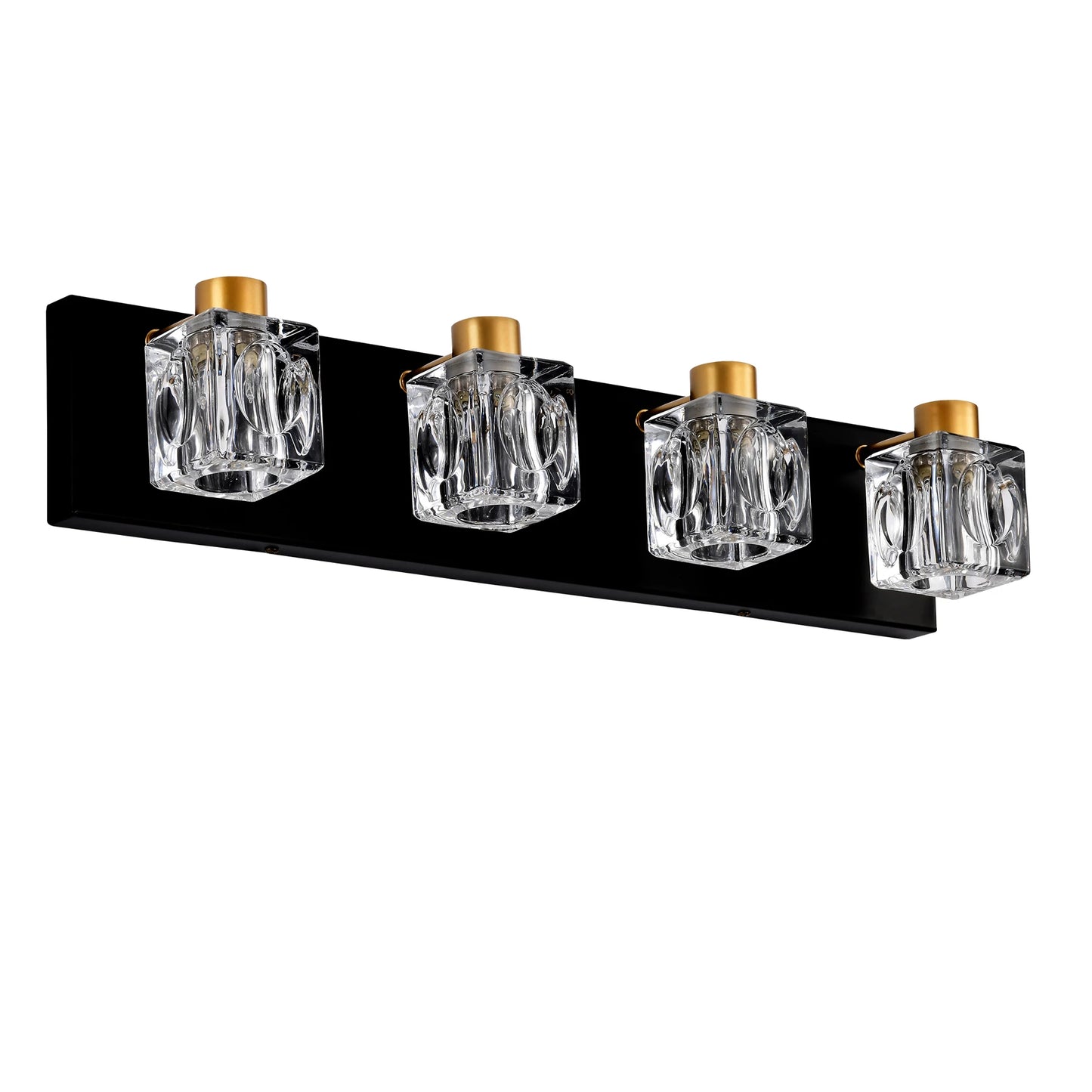 4-Light Matte Black + Gold Bathroom Light Fixtures