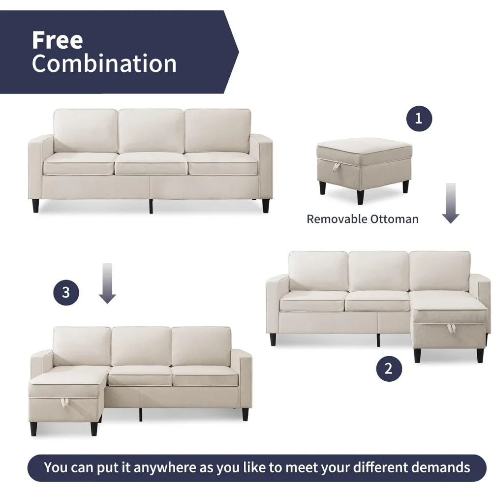 Sectional Sofa with Storage Ottoman