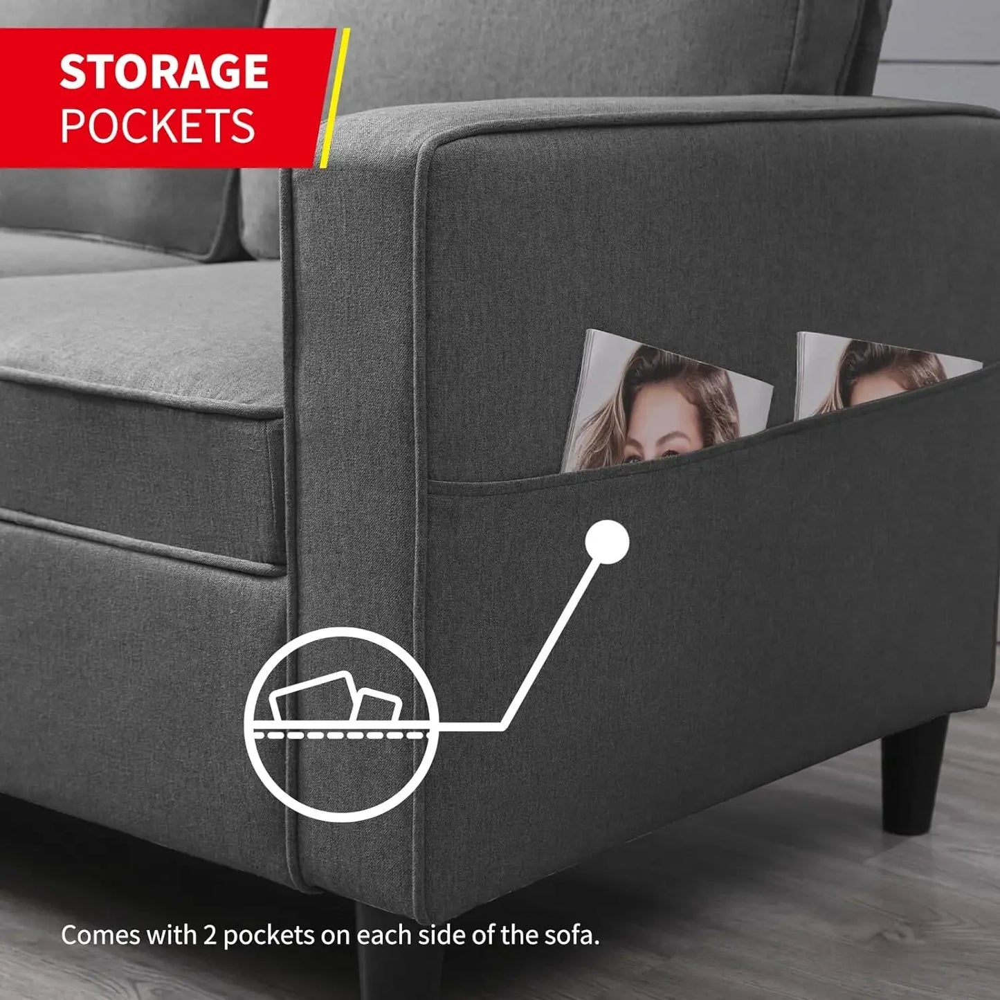 Convertible Sectional Sofa Couch with Storage Ottoman