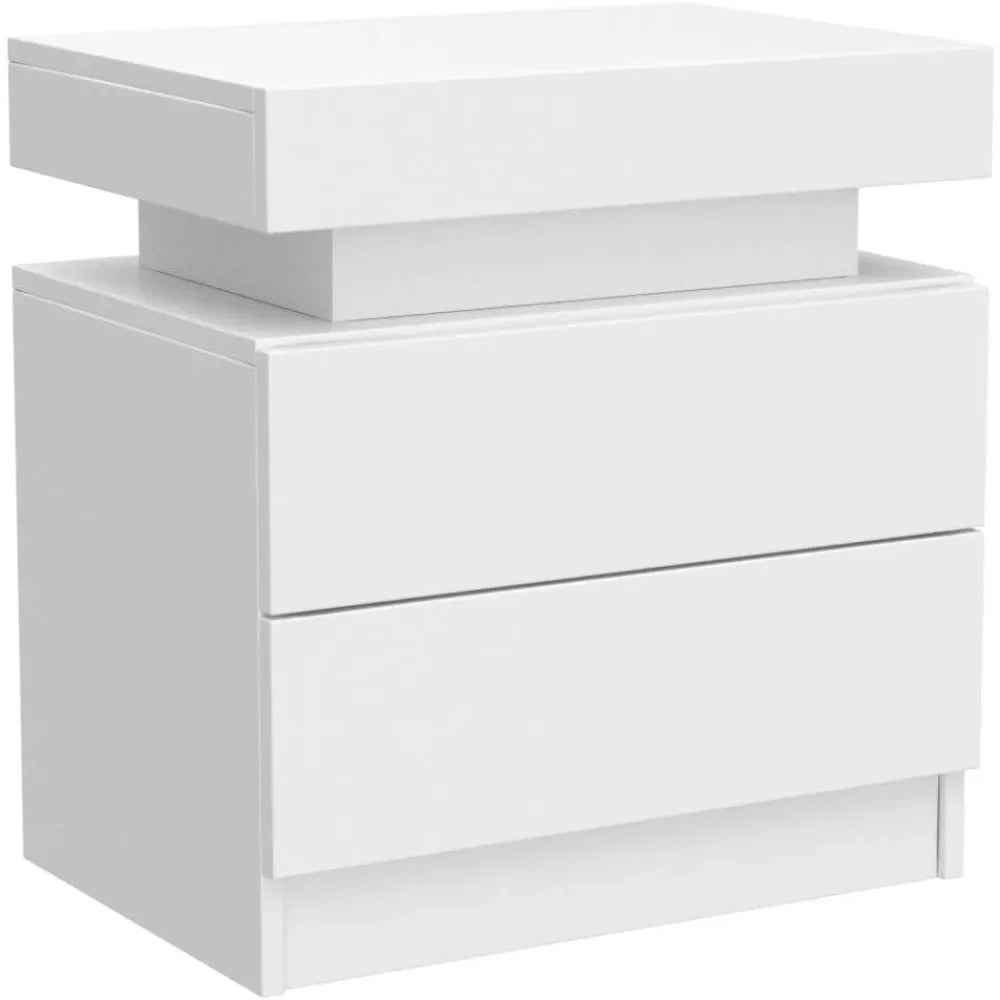 Nightstand Set of 2 LED Nightstand with 2 Drawers