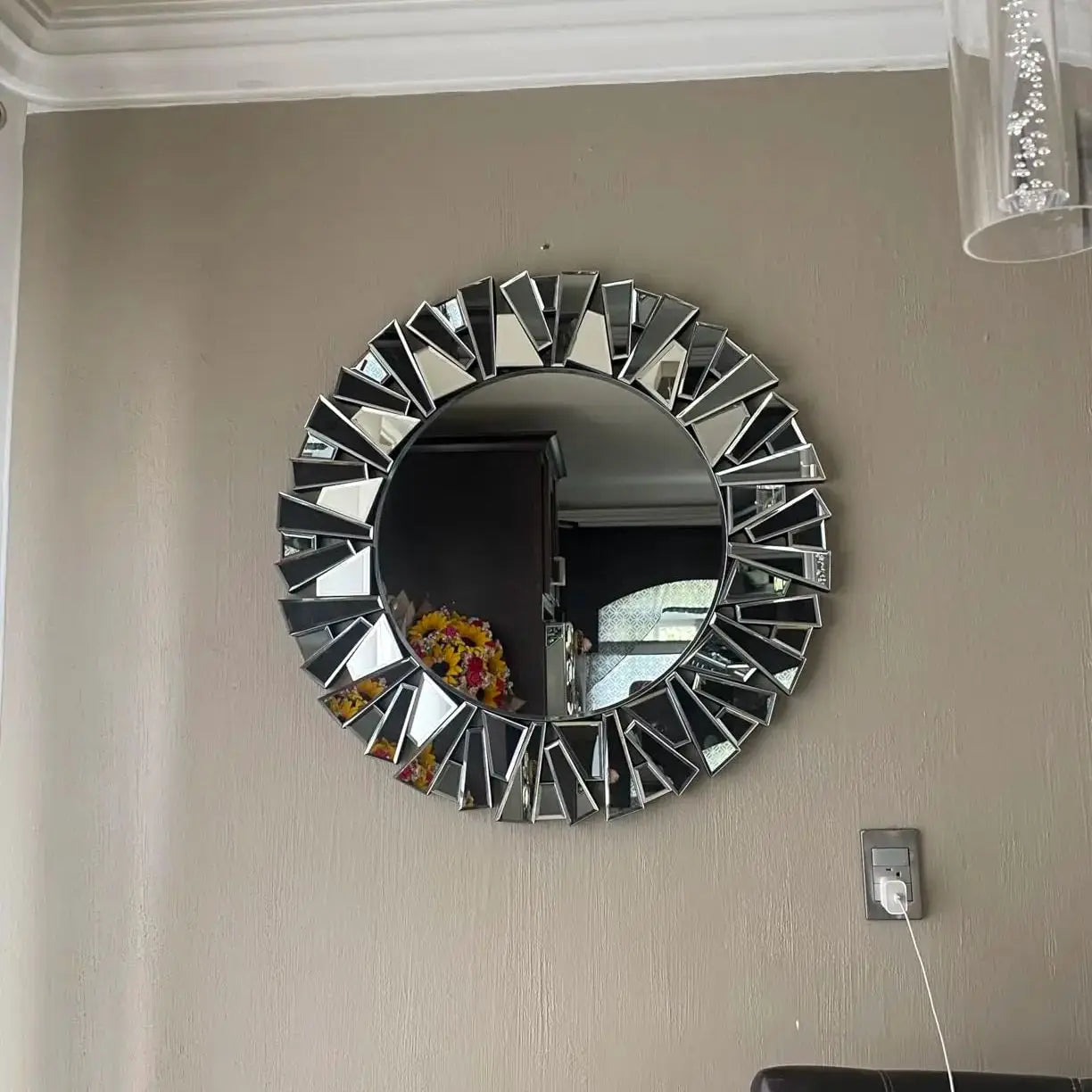 Unique Sunburst Decorative Wall Mirror Round