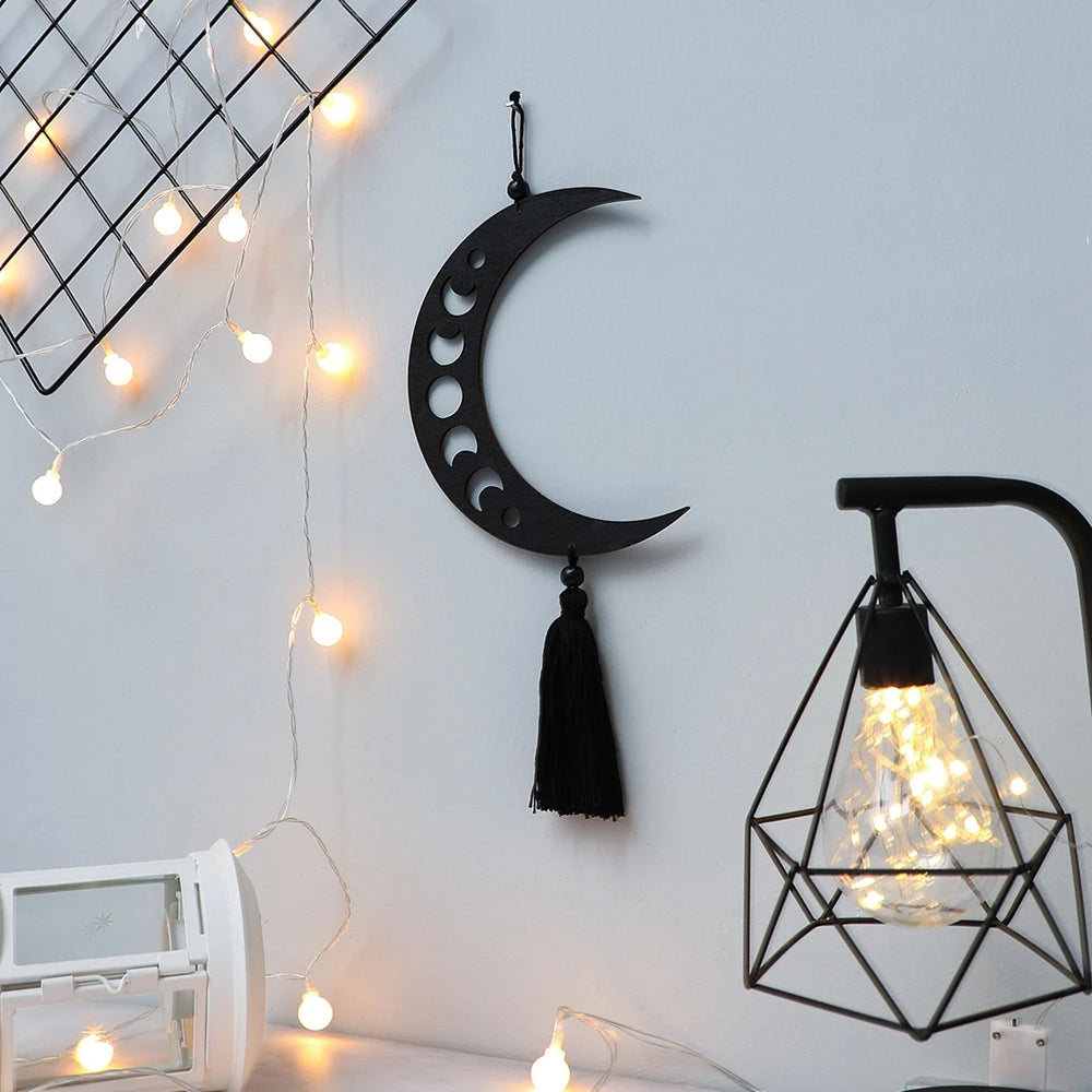 Wooden Moon Phase Garland Wall Hanging Decor