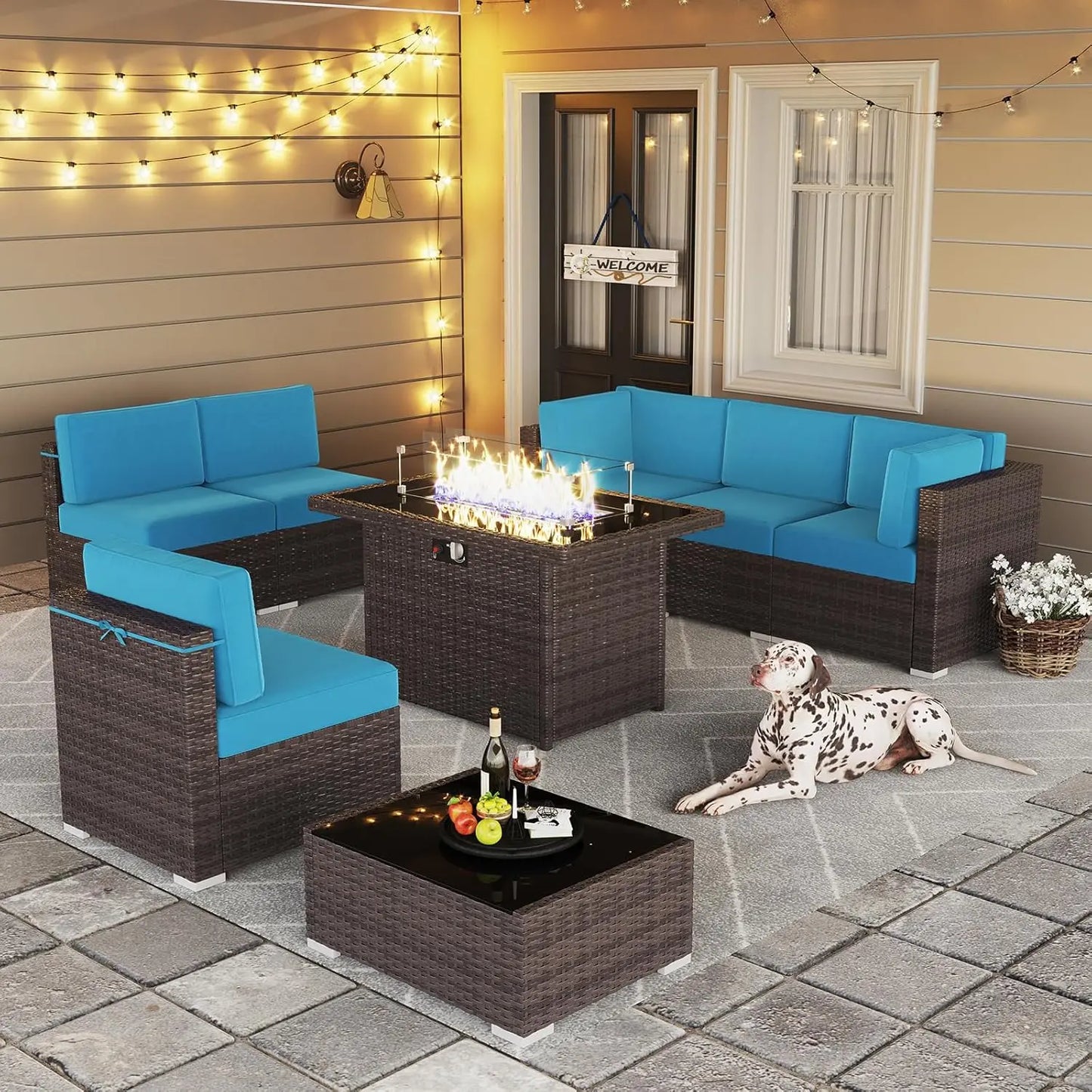 Outdoor Patio Furniture Set with Fire Pit Table