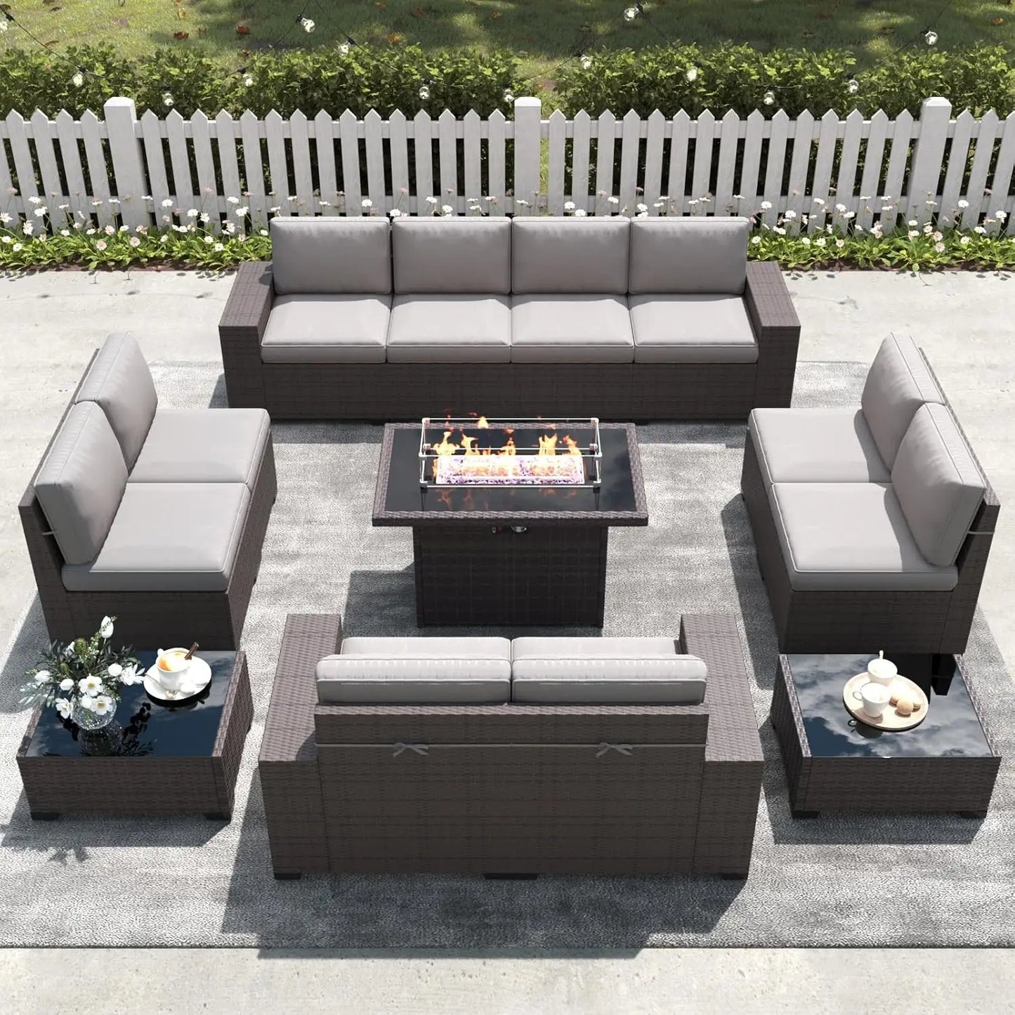 Outdoor Patio Furniture Set with Fire Pit Table