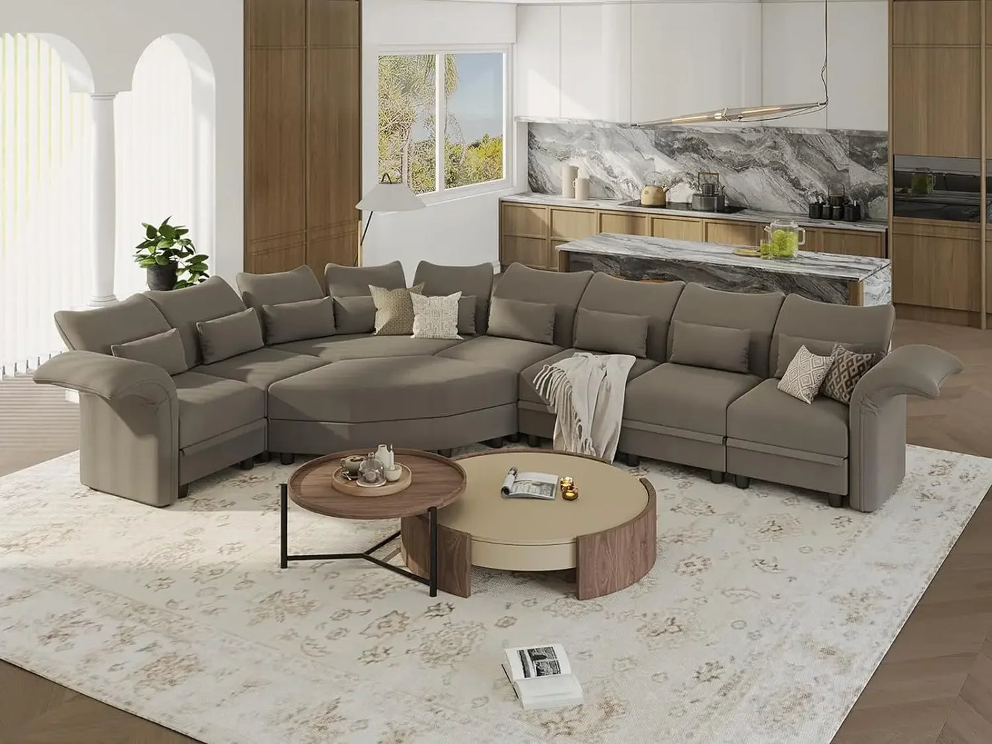 Sectional Couch Convertible Oversize Modular Sectional with Storage