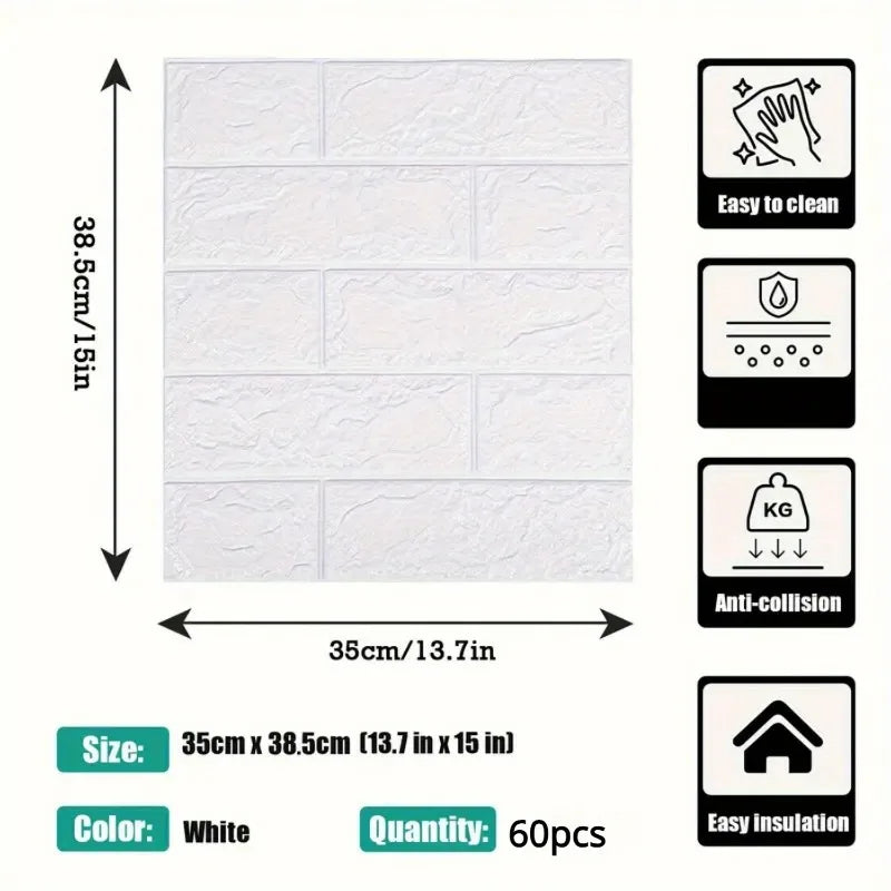 60 3D brick wall panels self-adhesive foam