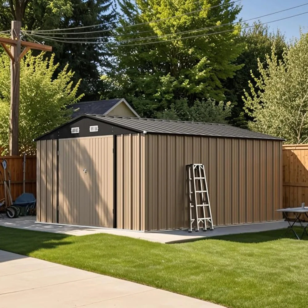 Steel Yard Shed with Lockable Doors, Utility and Tool Storage