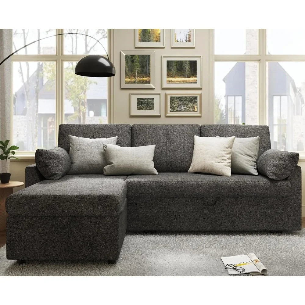 Sofa Bed Pull Out Couch with Storage Chaise