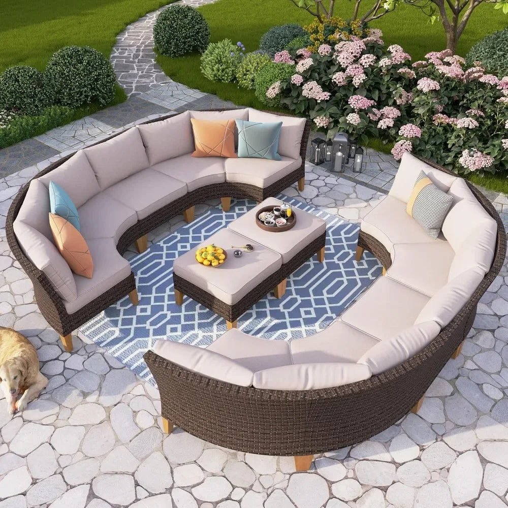 Half Moon Wicker Outdoor Furniture Sofa Set