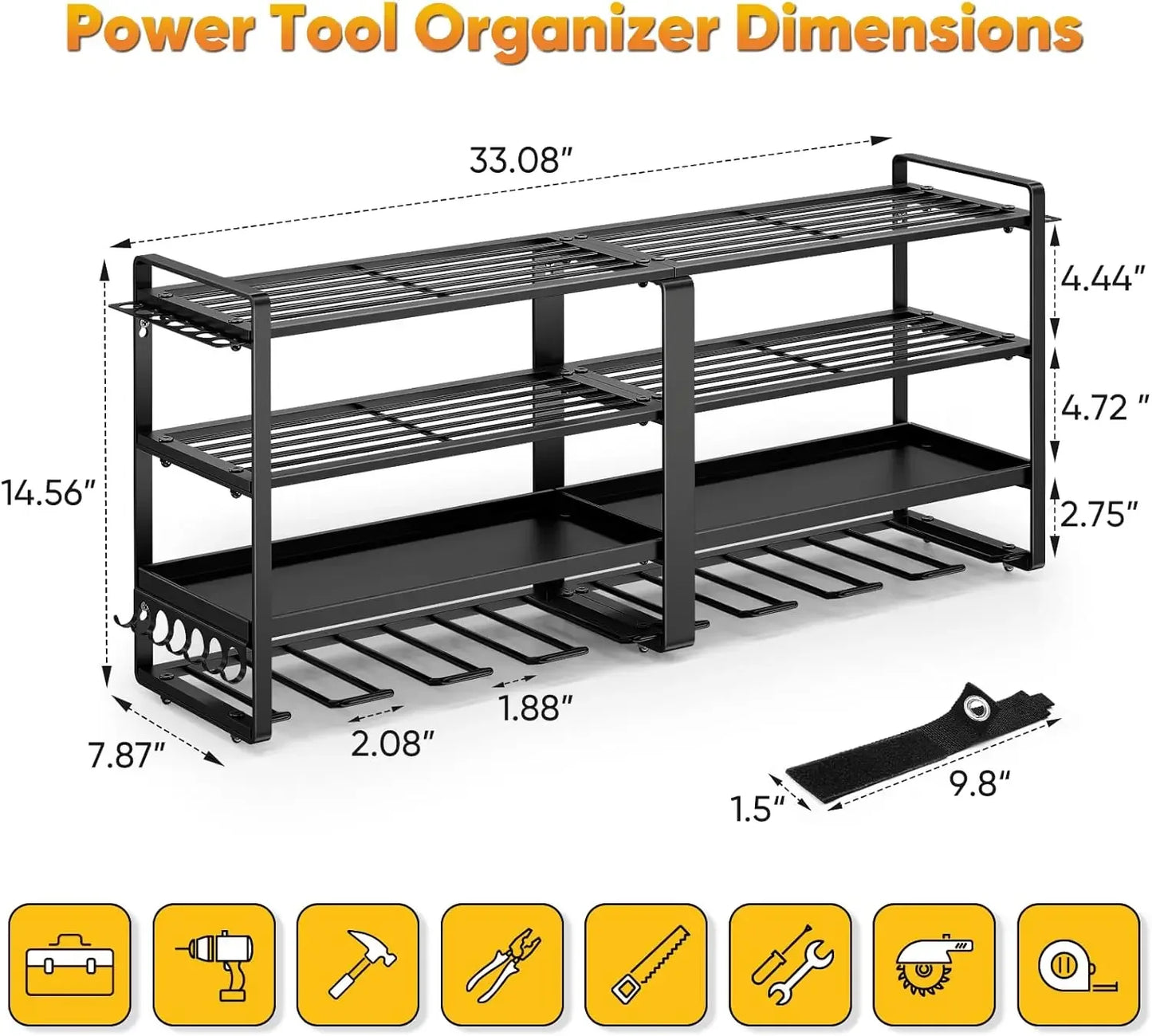 Organizer Wall Mount, Extended Heavy Duty Drill Holder