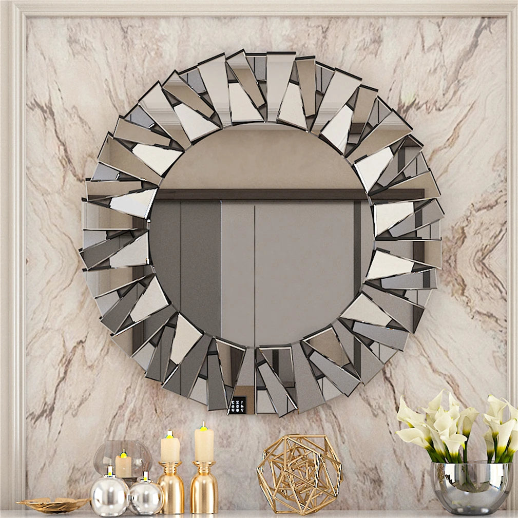 Unique Sunburst Decorative Wall Mirror Round