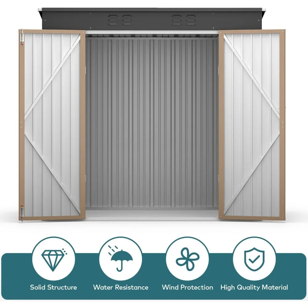 Outdoor Storage Shed with Double Lockable Doors