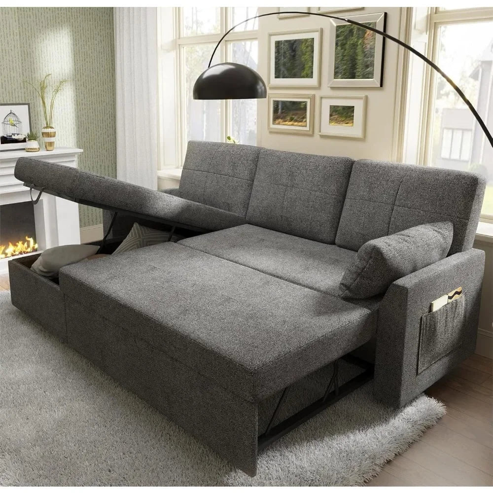 Sofa Bed Pull Out Couch with Storage Chaise