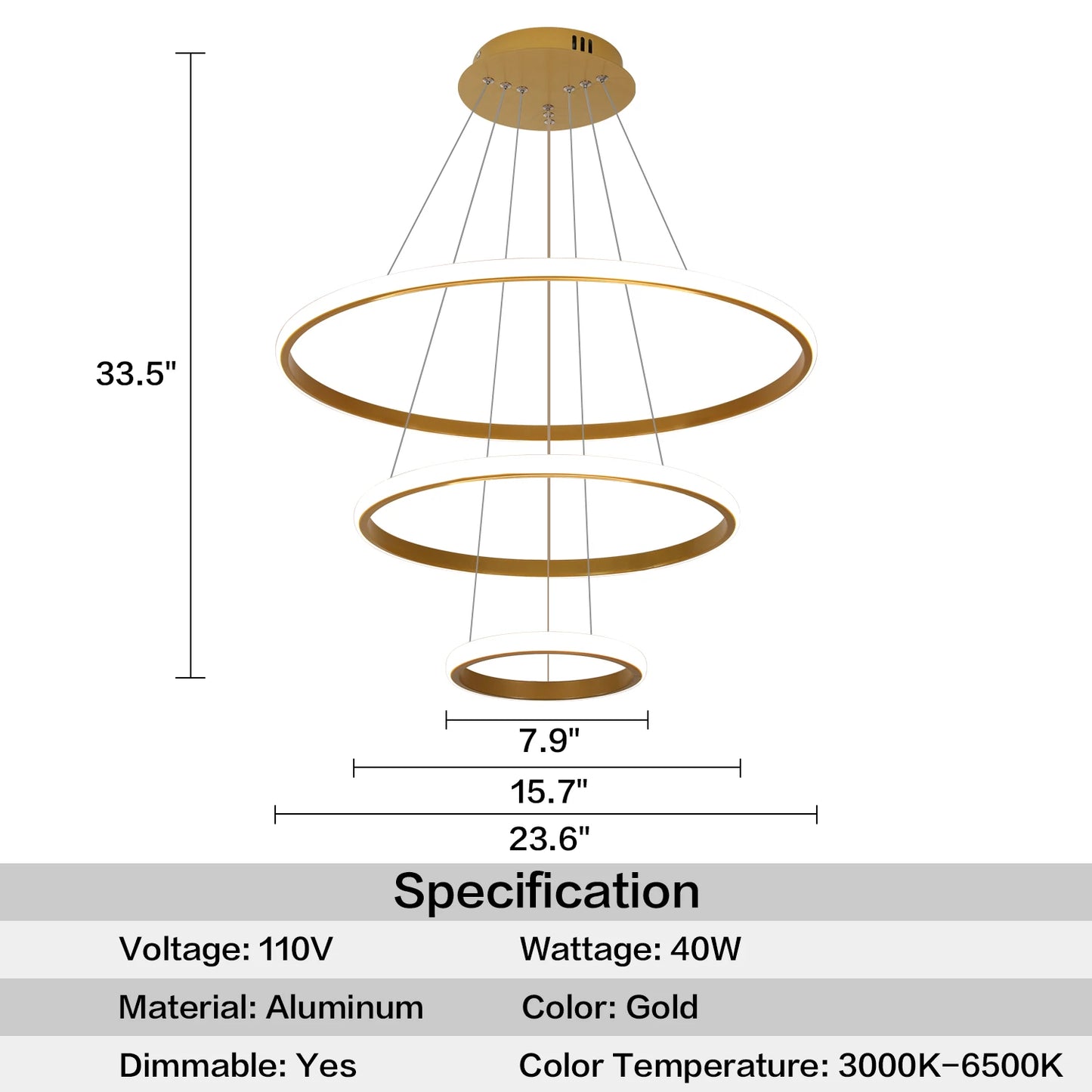 Modern LED Chandelier for High Ceilings
