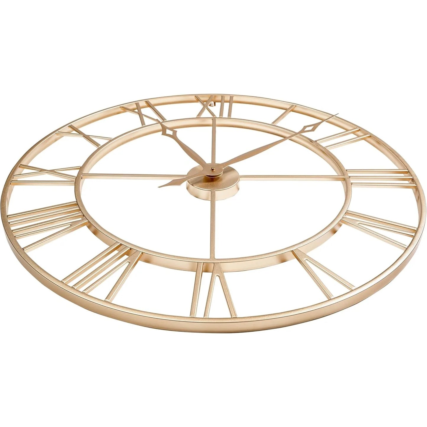 Large Champagne Gold Metal Roman Numeral Wall Clock