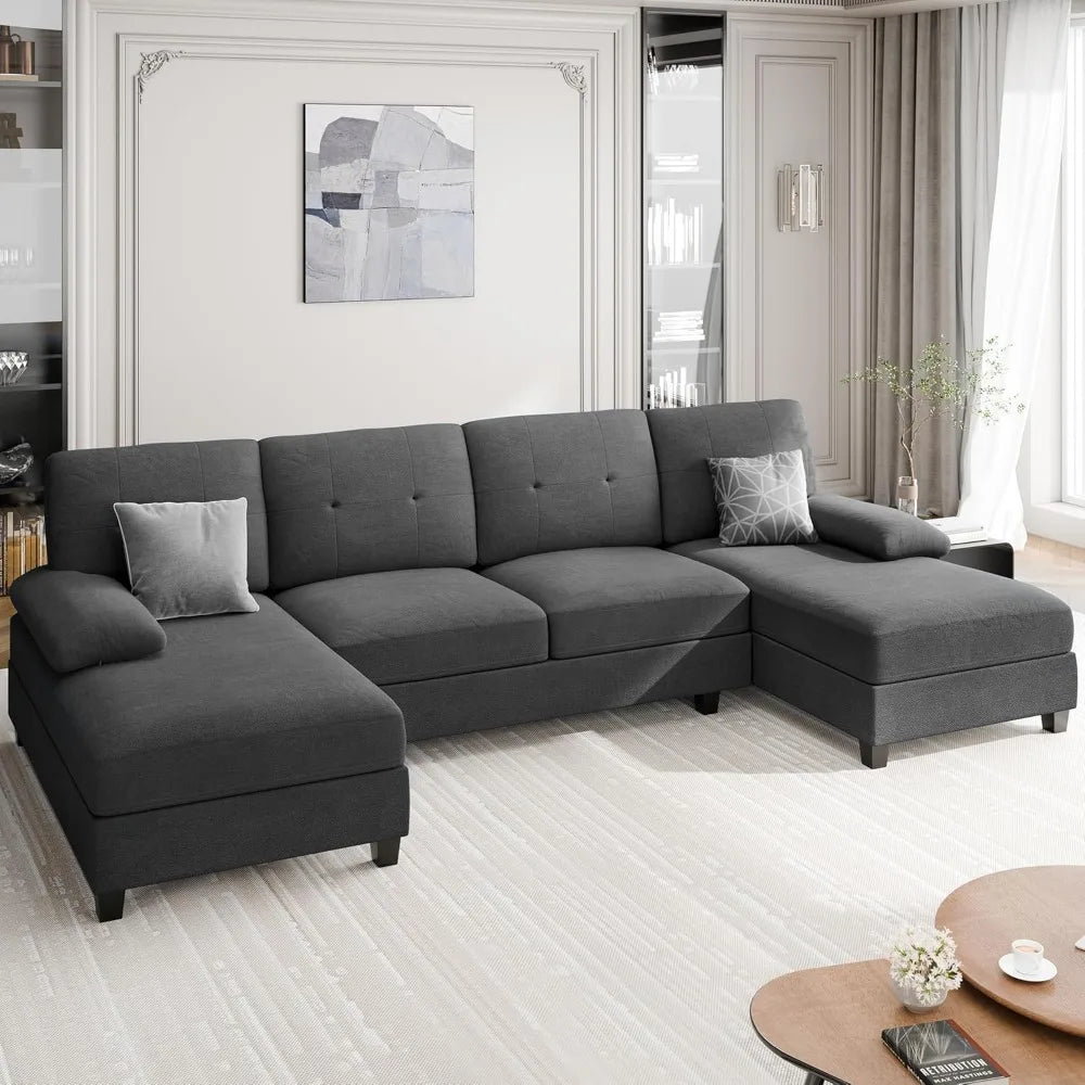 Sectional U Shaped Couch with Double Chaises