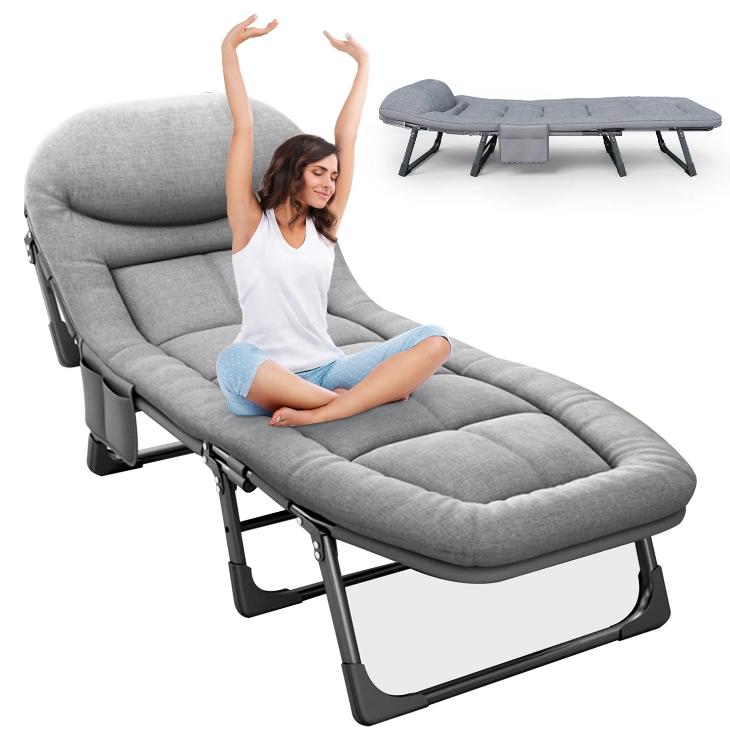 Cot with Mattress for Adults Portable & Folding