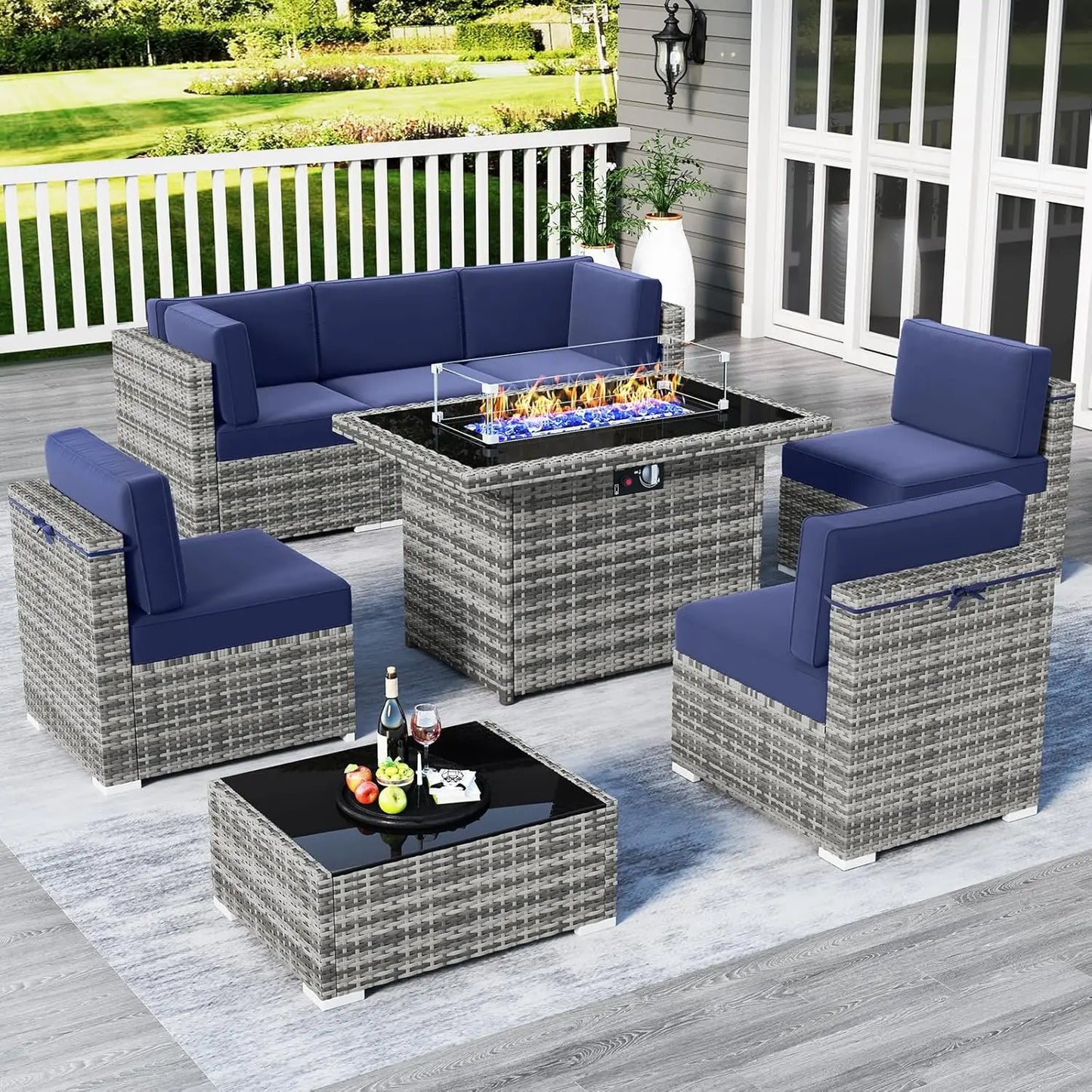 Outdoor Patio Furniture Set with Fire Pit Table