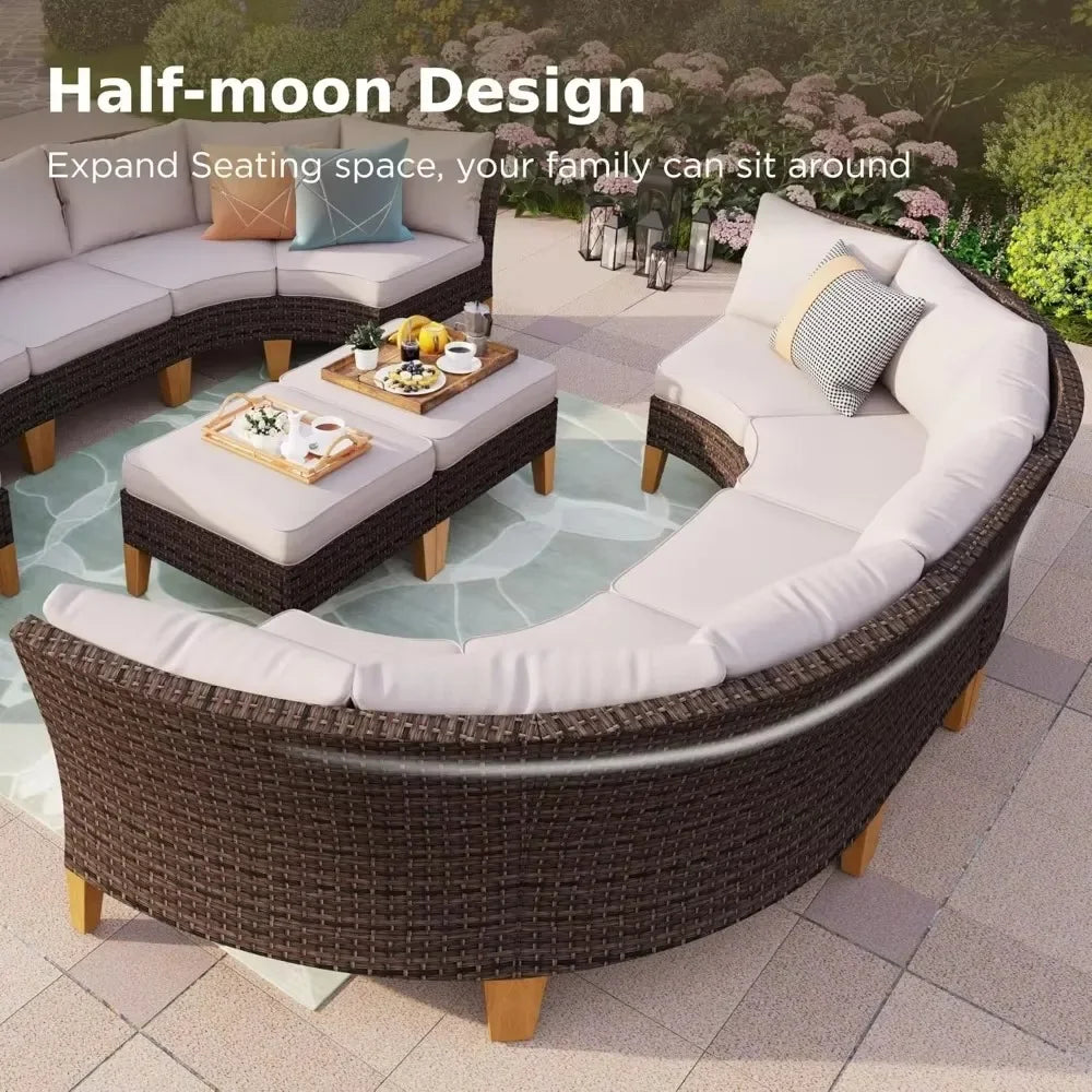 Half Moon Wicker Outdoor Furniture Sofa Set