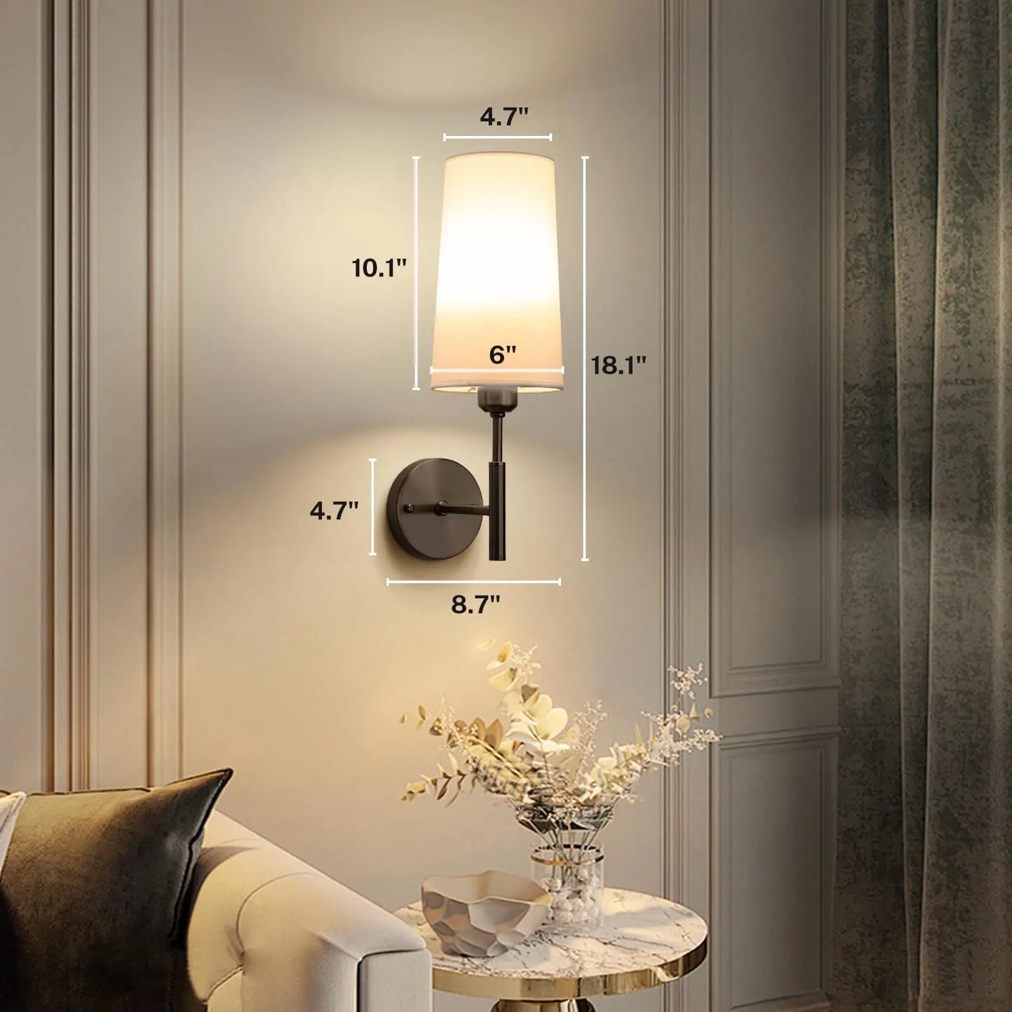 Battery Operated Wall Sconces Set of 2 Dimmable