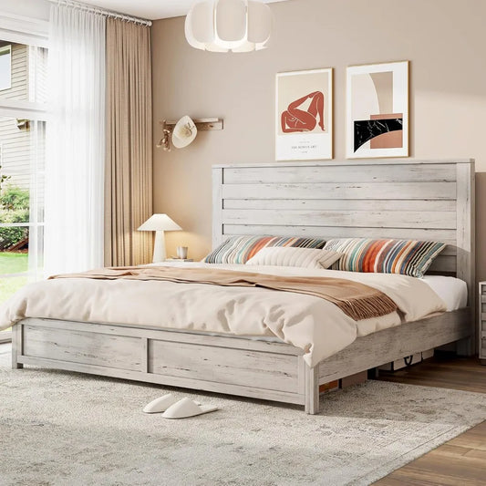 King Bed Frame, No Box Spring Needed