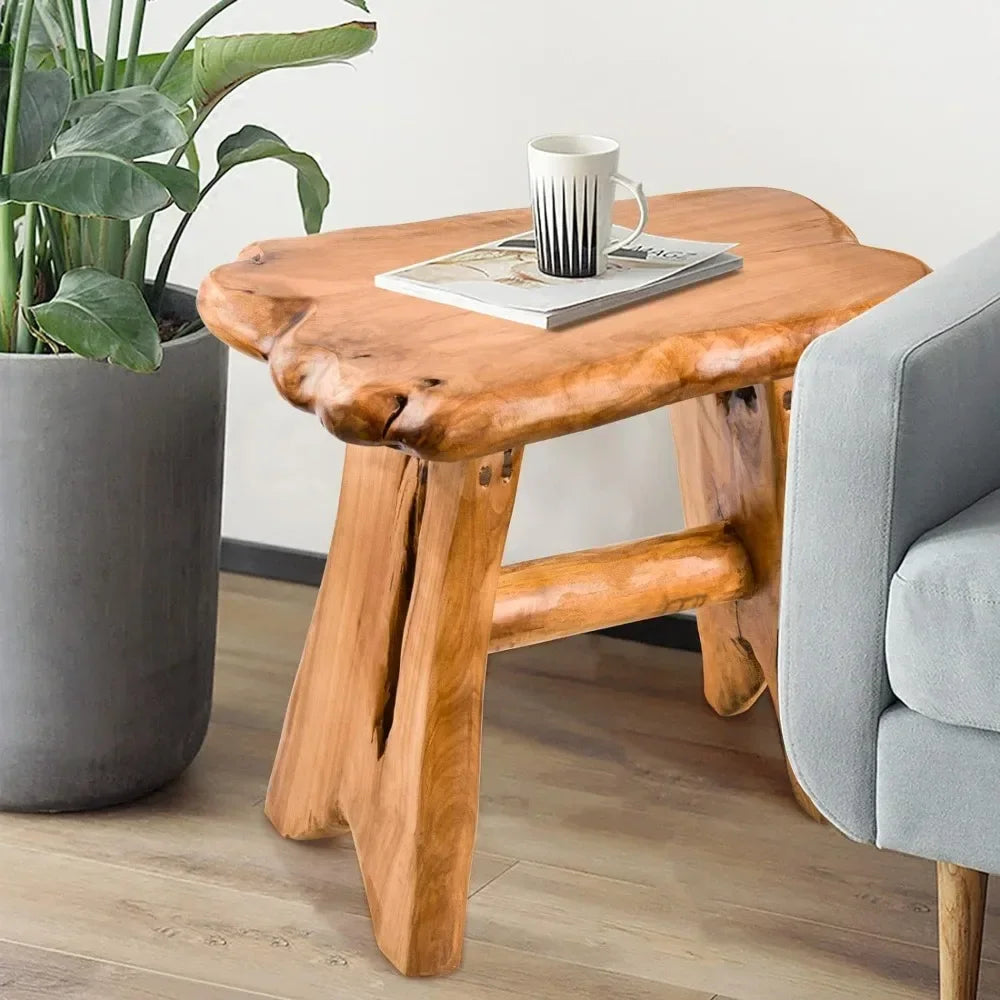 Wood Step Stool, Indoor Plant Stand, Live Edge