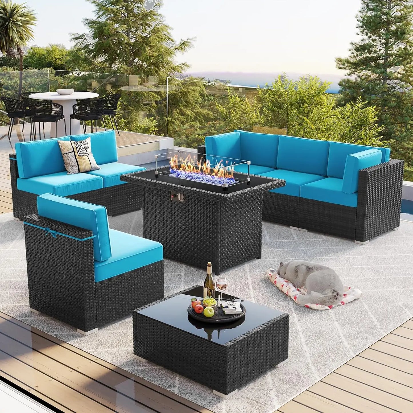 Outdoor Patio Furniture Set with Fire Pit Table