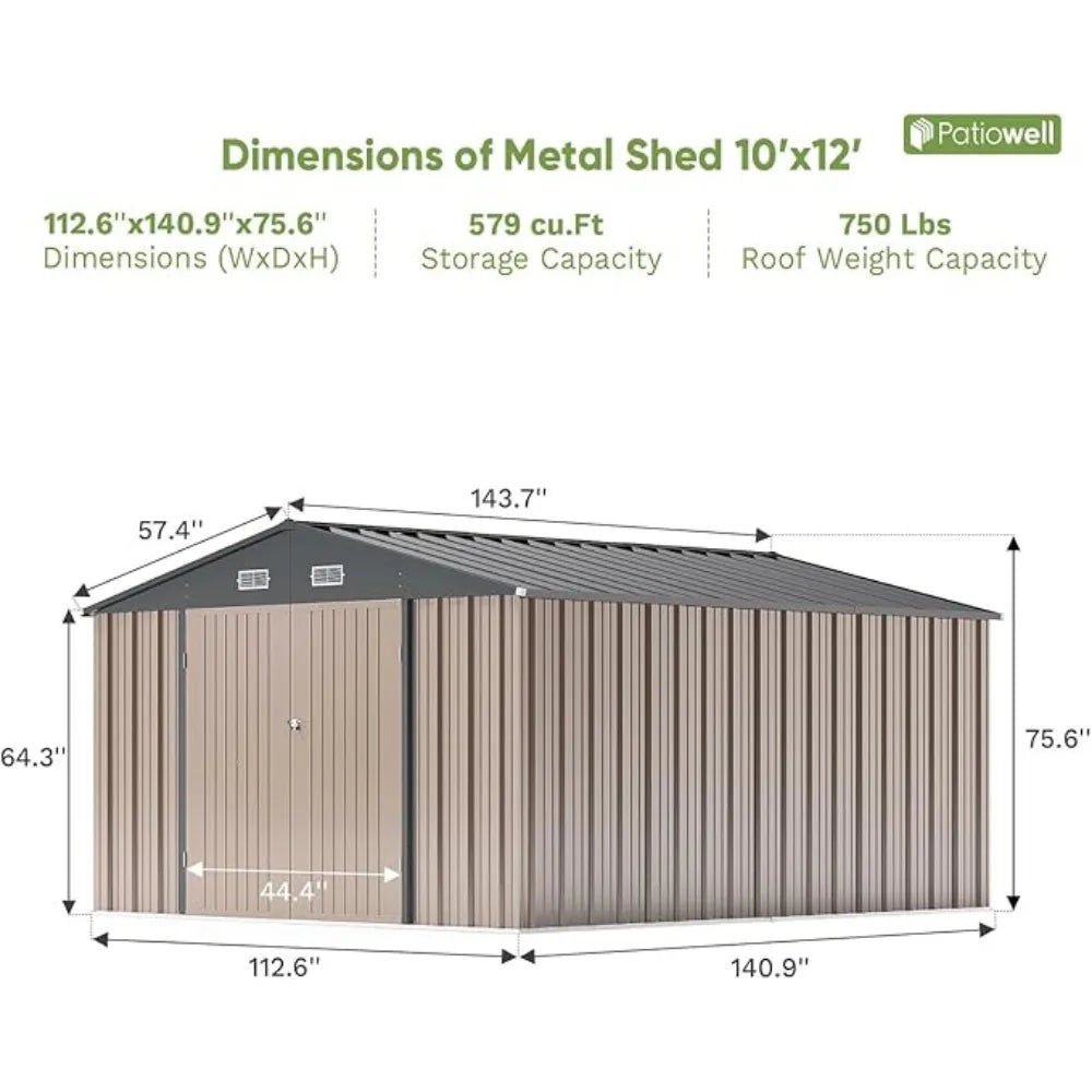 Steel Yard Shed with Lockable Doors, Utility and Tool Storage