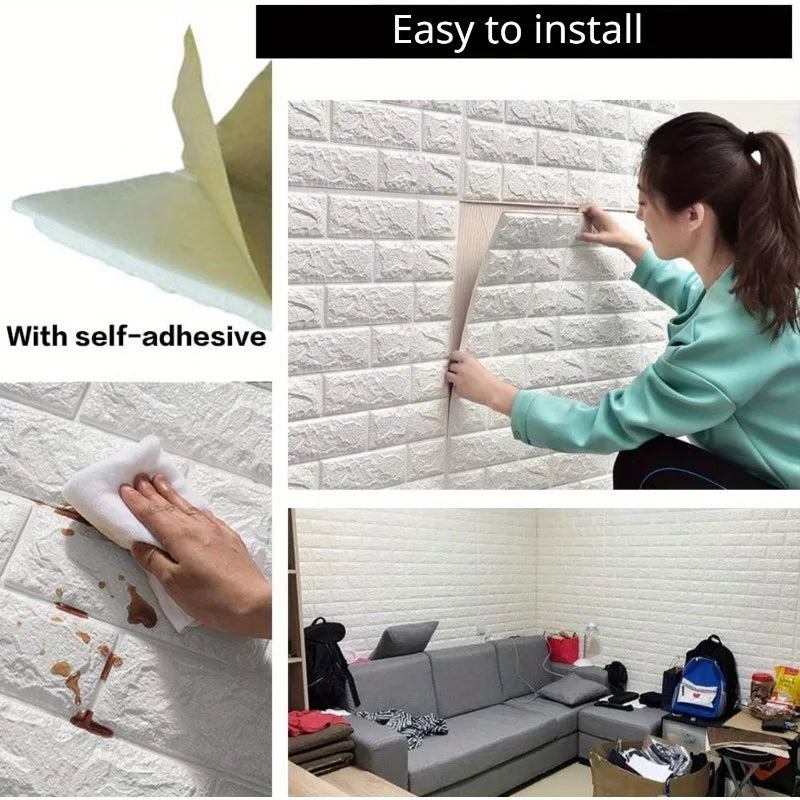 60 3D brick wall panels self-adhesive foam