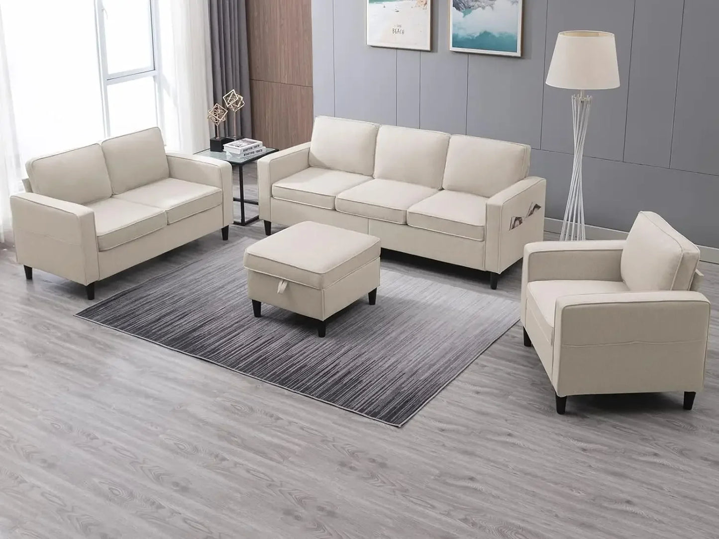 Convertible Sectional Sofa Couch with Storage Ottoman