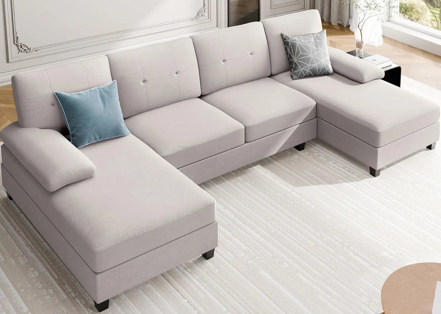 Sectional U Shaped Couch with Double Chaises