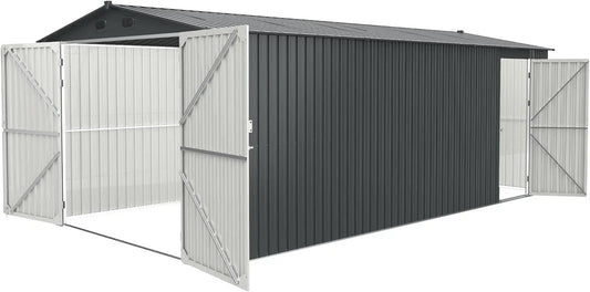 Large Metal Garden Shed with 2 Lockable Doors