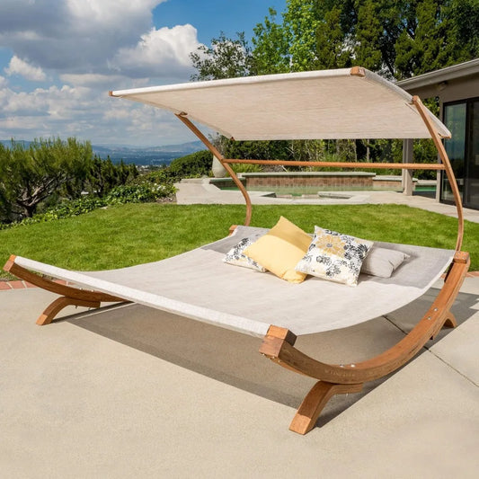 Patio Lounge Daybed Hammock with Adjustable Shade Canopy