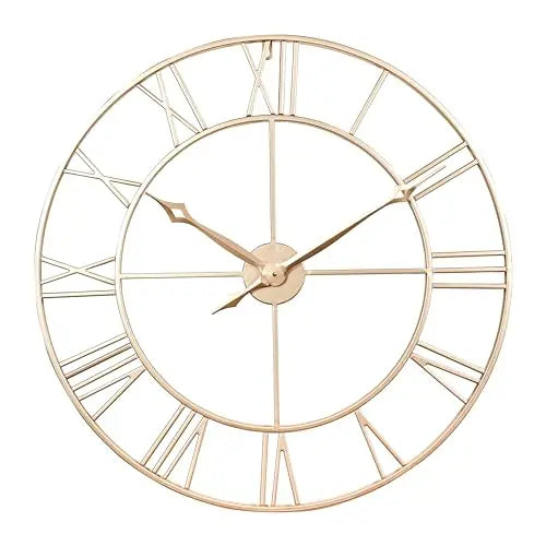 Large Champagne Gold Metal Roman Numeral Wall Clock