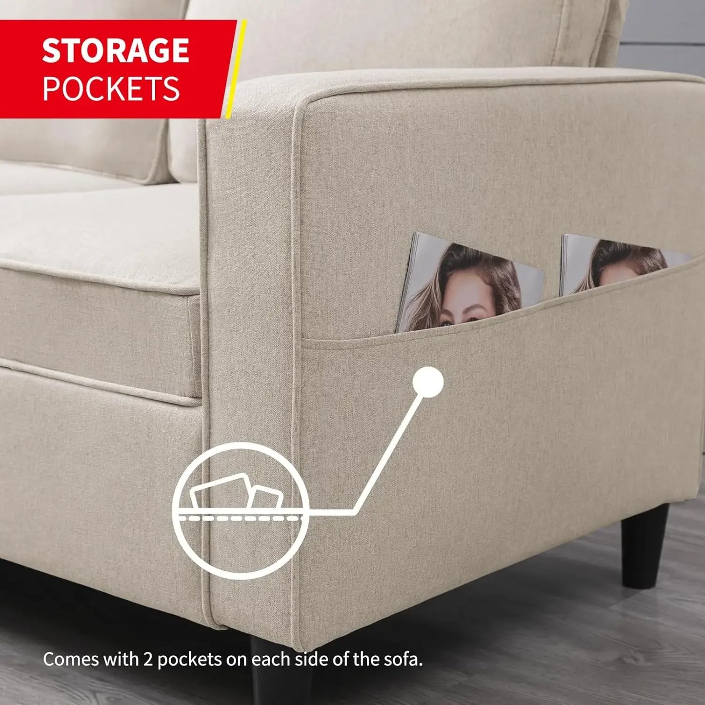 Convertible Sectional Sofa Couch with Storage Ottoman